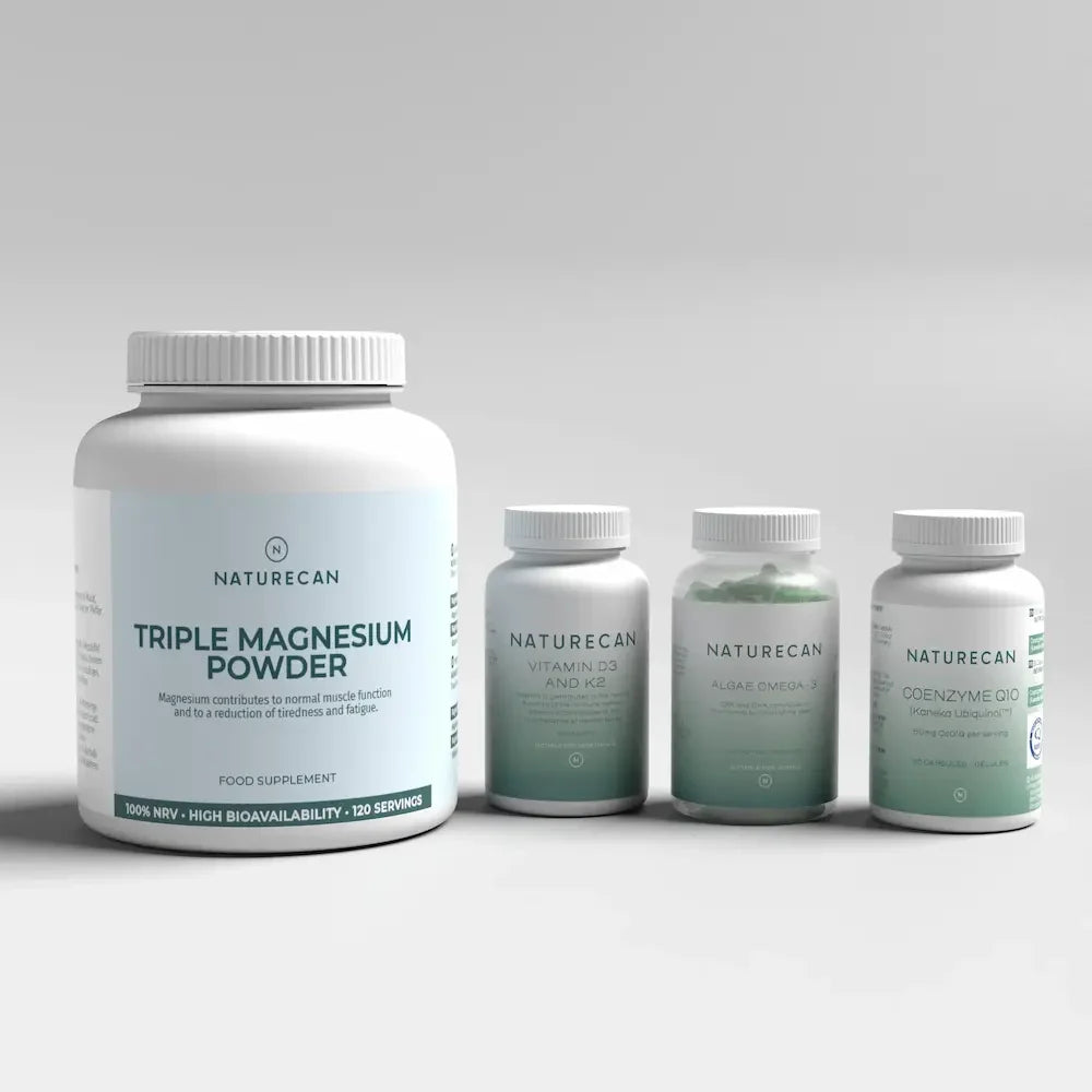 Naturecan supplement bottles on a light gray background