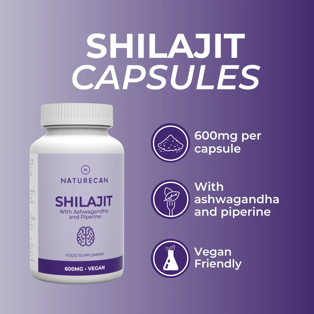 Shilajit Capsules | 600 mg per capsule | With Ashwagandha and Piperine