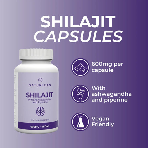 Shilajit Capsules | 600 mg per capsule | With Ashwagandha and Piperine