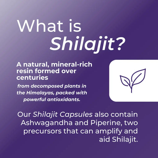Shilajit Capsules | 600 mg per capsule | With Ashwagandha and Piperine