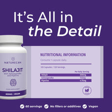Shilajit Capsules | 600 mg per capsule | With Ashwagandha and Piperine